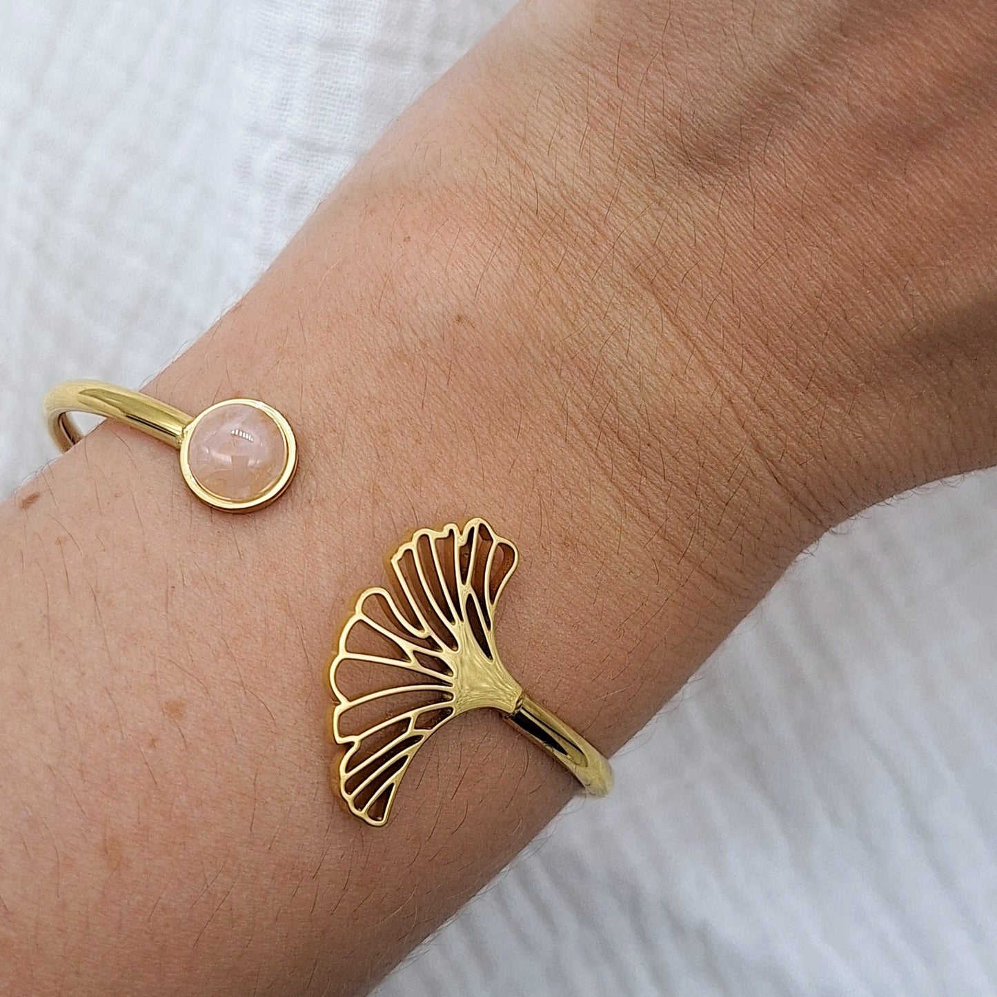 Bracelet GINKGO - Quartz rose