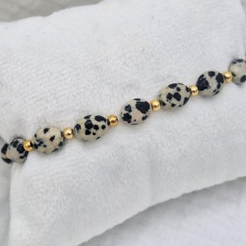 Bracelet OVALIA - Jaspe dalmatien