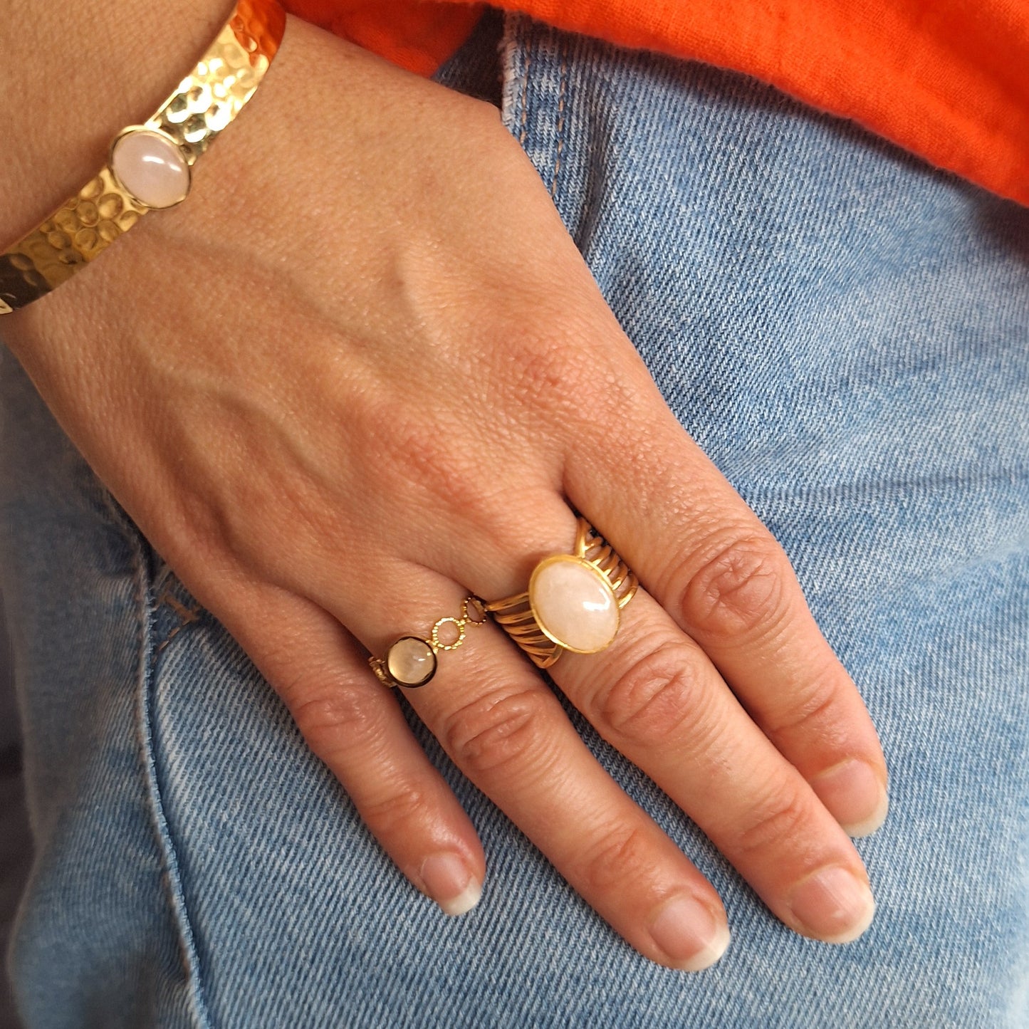 Bague NODA - Quartz rose