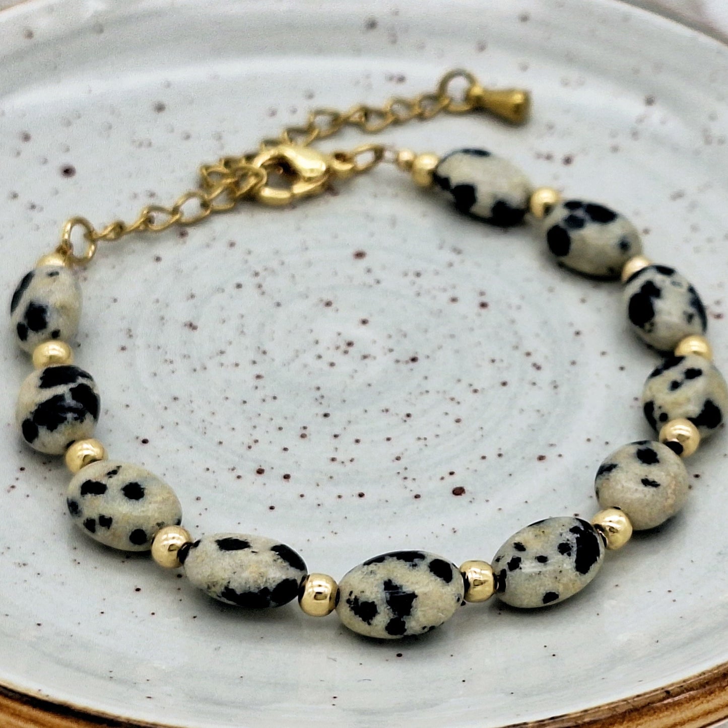 Bracelet OVALIA - Jaspe dalmatien