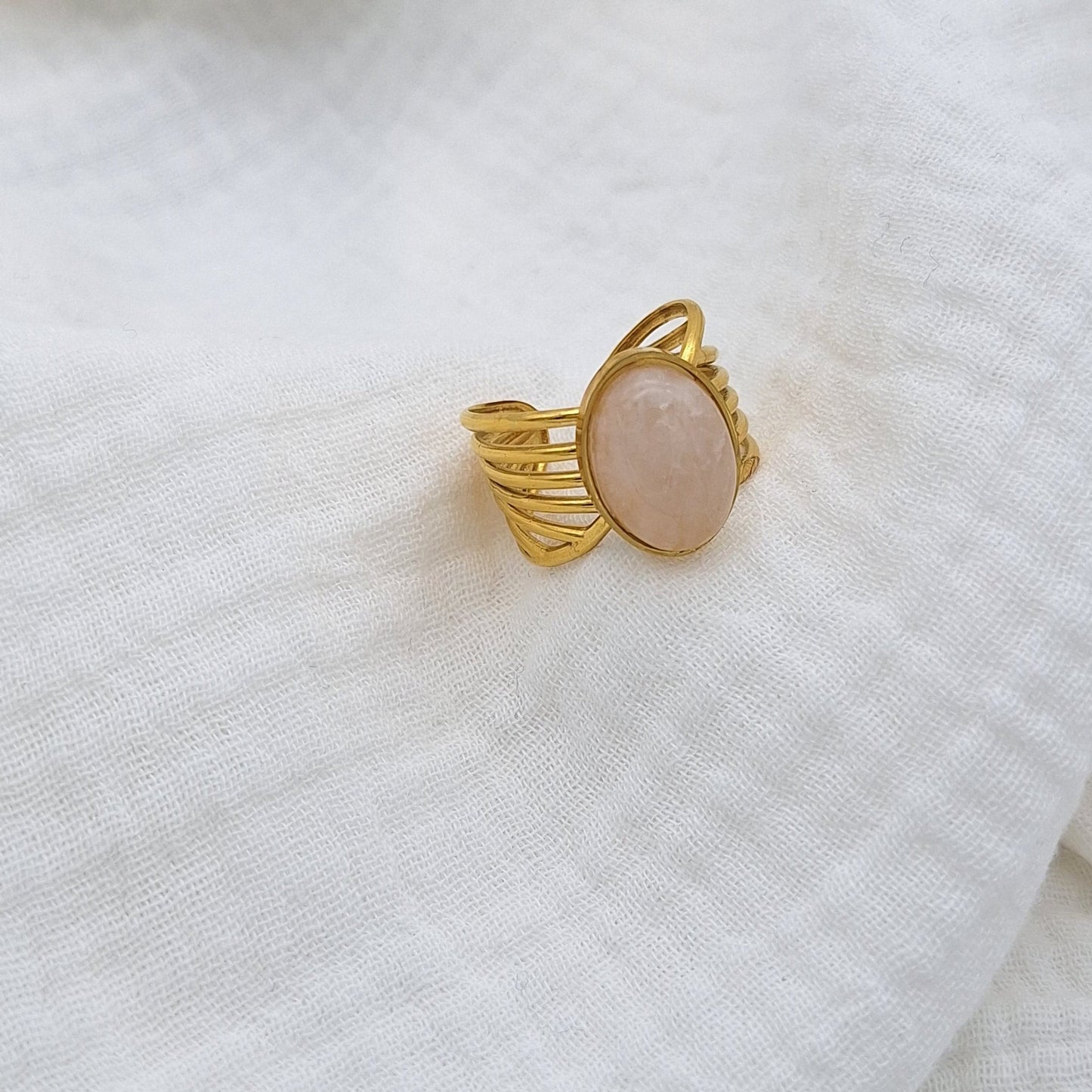 Bague NODA - quartz rose