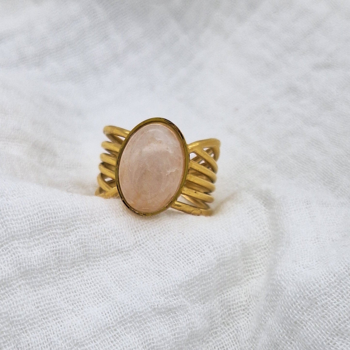 Bague NODA - quartz rose