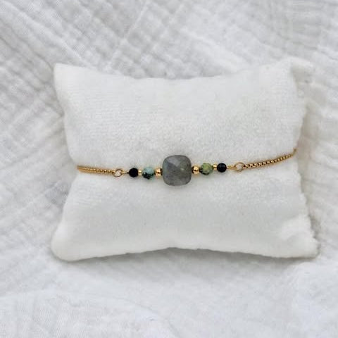 Bracelet ROCA - Labradorite & Turquoise africaine