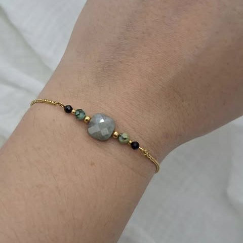 Bracelet ROCA - Labradorite & Turquoise africaine