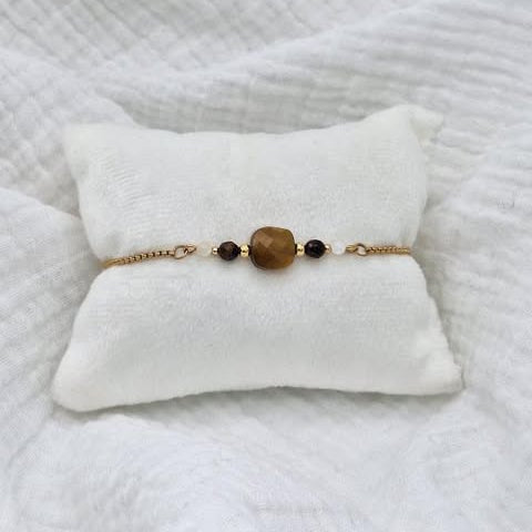 Bracelet ROCA - Œil de tigre et nacre