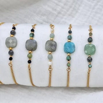 Bracelet ROCA - Labradorite & Turquoise africaine
