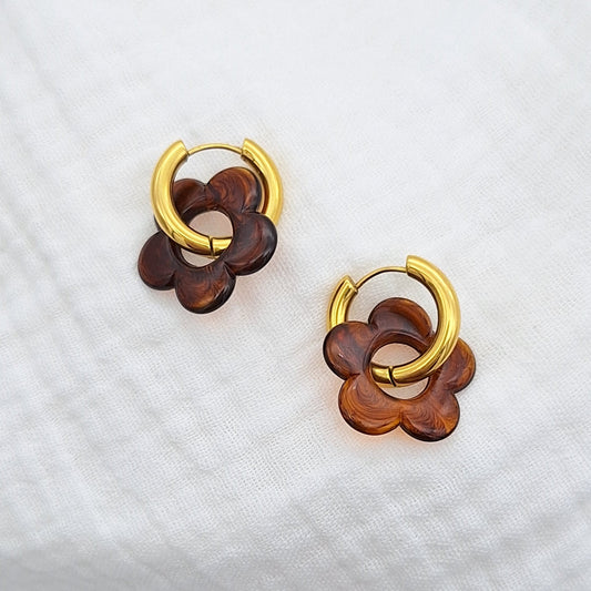 Boucles FLORA - marron