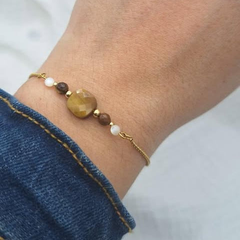 Bracelet ROCA - Œil de tigre et nacre